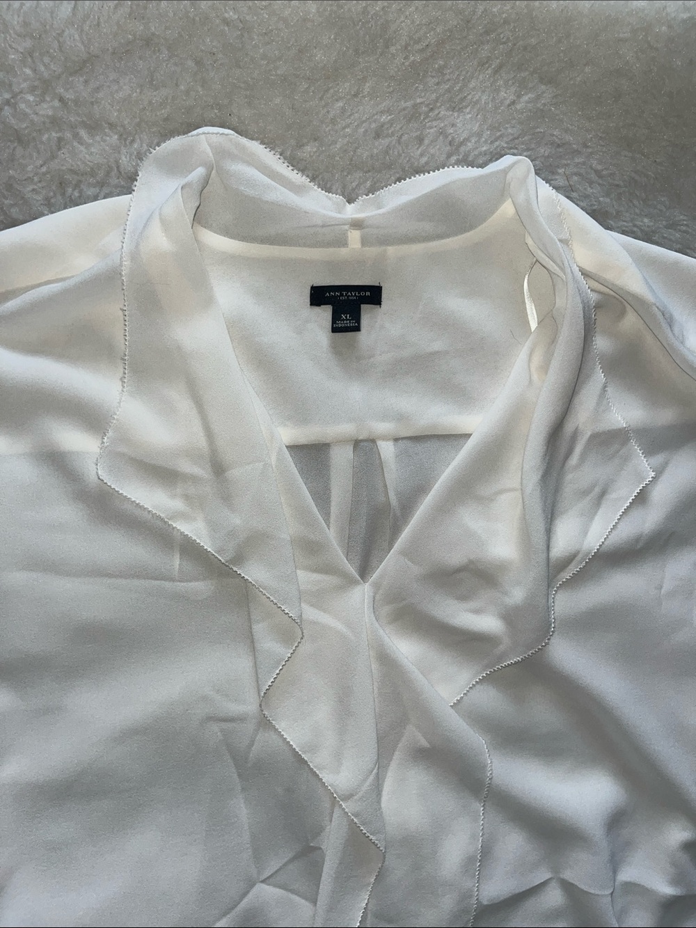 Ann Taylor Ivory Ruffle-Front Blouse - Picture 3 of 9